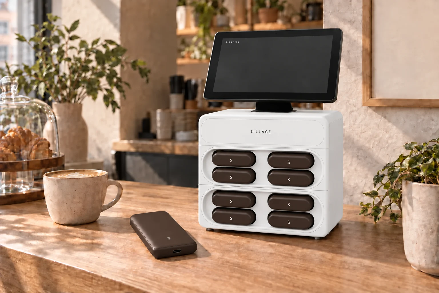 Compact 8 : blanc / café
